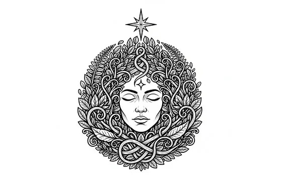 Illustration symbolique de la canalisation spirituelle montrant des flux d'énergie connectant une silhouette humaine au cosmos