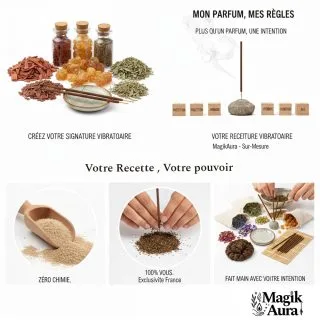 Création d'encens personnalisé 100% naturel MagikAura sur base de Makko, de resines de plantes 100% naturel