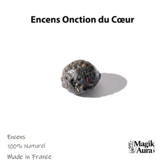 Encens Onction du Cœur : Synergie évolutive de résines (Labdanum, Rose) pour la guérison émotionnelle et le soin de l'âme.