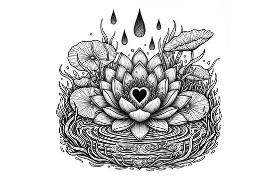 illustration symbolisant un rituel de soin et d'ouverture du cœur.